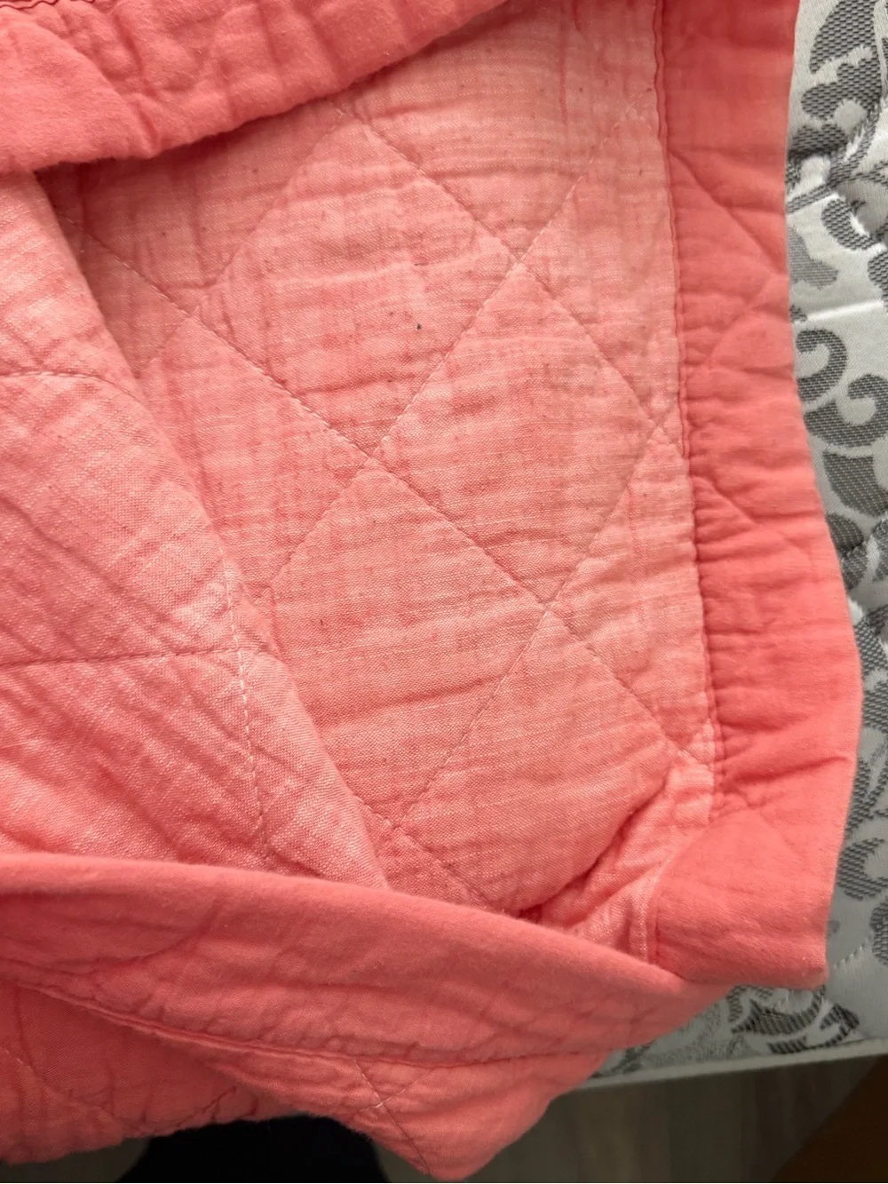 Quilted Coral Pink Bedspread Set - 2 Pillow Shams